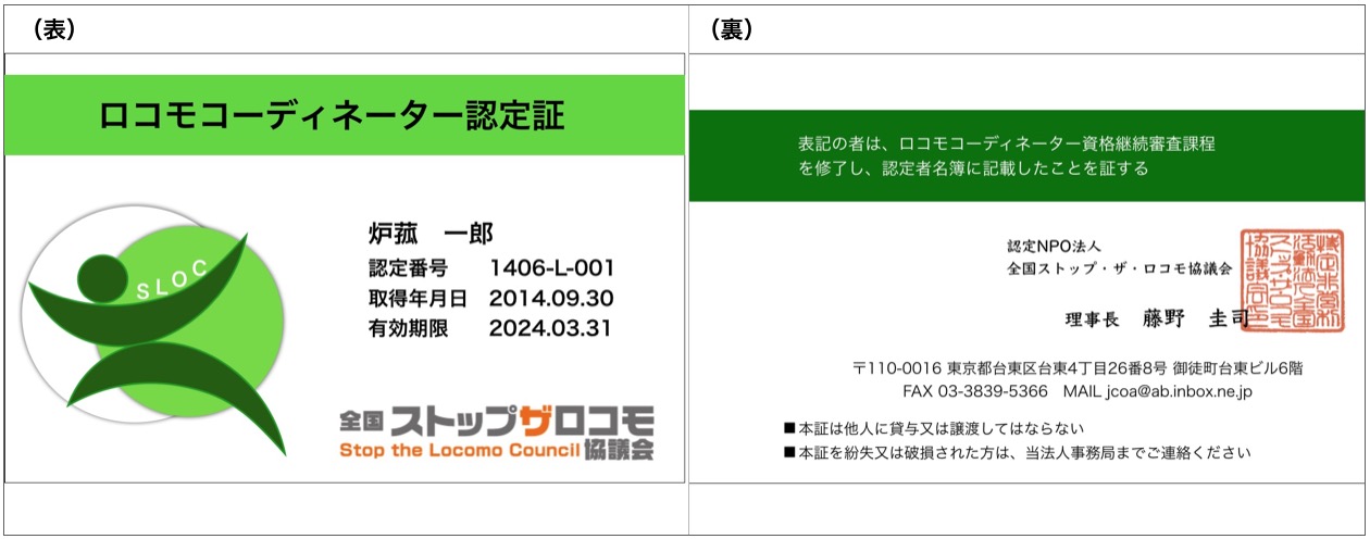 資格継続のための活動実績について ロコモコーディネーター 認定npo法人 全国ストップ ザ ロコモ協議会